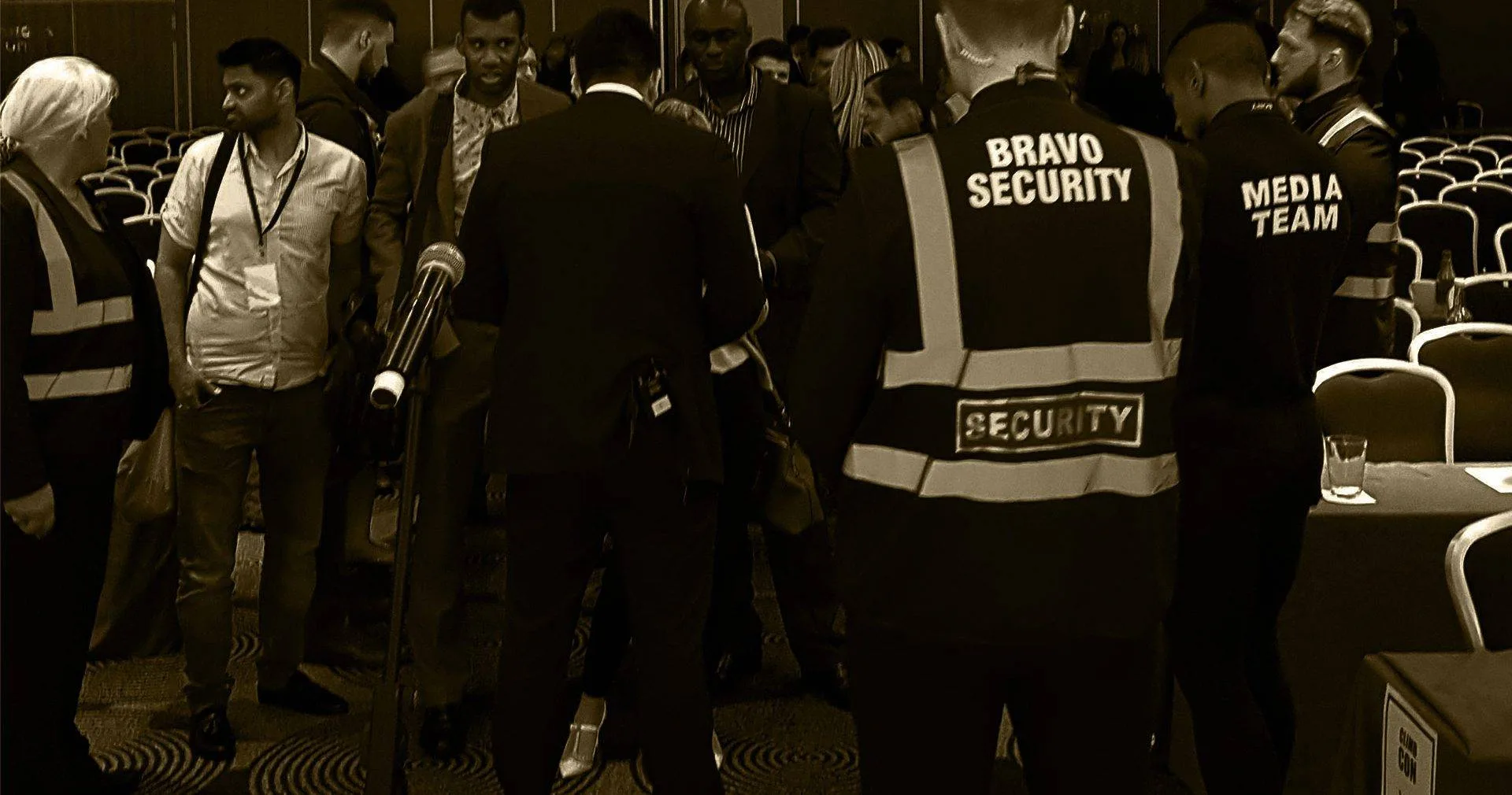 cropped security guards from bravo security at event
