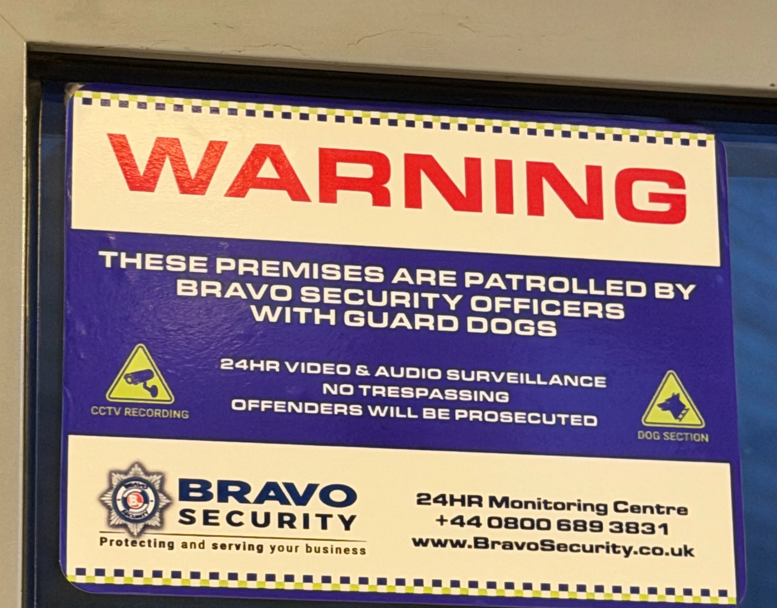 warning sign bravo security